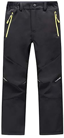 LANBAOSI Pantalon d'hiver avec doublure en polaire imperméable et poches zippées 10-11 ans Noir
