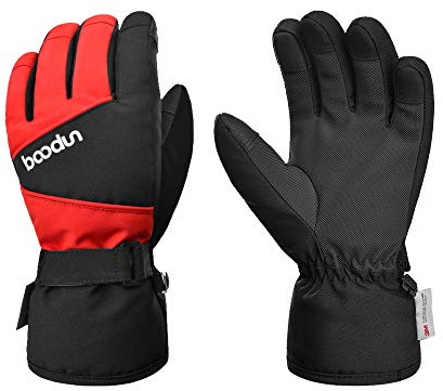Baogaier Children Winter Snow Gloves, Boy Girl Waterproof Ski Gloves Touch Screen Warm Insulated Windproof Snowproof, Thermal Gloves for Skiing Cycling Snowboarding Skating Shoveling, S/M, Red