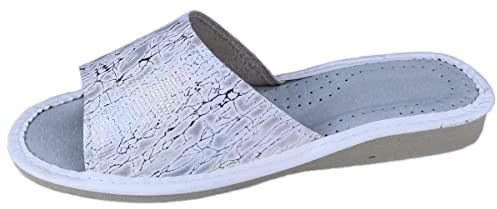 APREGGIO - Damtofflor i läder – gummisula – tofflor för damer, tofflor, pantoletter tofflor – handgjorda, BRUN, 39 EU