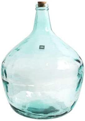 Garrafa vidrio transparente en estilo Apple, Disponible varios modelos y tamaños capacidades, para elegir sus favoritos 31.5x41cm (16 L,LISO AZUL C/TAPÓN)