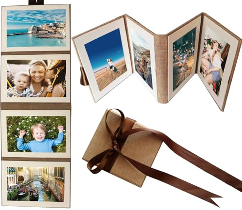 Album fotografico con pagine bianche, album fotografico in famiglia, 4 fogli, da incollare, album fotografico fai da te, album a spirale, vintage, per bambini, famiglia, anniversario, regalo (Kaki)