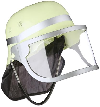 Relaxdays Casco da Pompiere per Bambini, Cappello da Vigile da Fuoco da Bimbo con Visiera, HLP 24,5x22,5x28 cm, Giallo