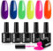 MEFA Gel Nail Polish Set, 6 Colors Neon Gel Polish Set Soak Off UV Gel Pink Nail Gel Manicure Nail Art Salon DIY Home