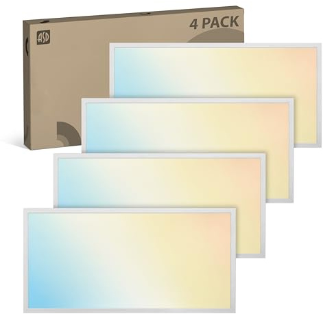ASD 4 Pack 2x4 LED Flat Panel Light - 25/30/40W UL DLC | 5200LM 3500K 4000K 5000K Selectable Dimmable 2x4 LED Drop Ceiling Light Fixture | 2 x 4 Commercial Recessed Lay in Troffer Lights for Office