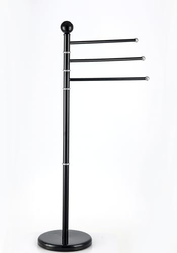 Piantana Portasciugamani con 3 Bracci in Metallo Cromato (NERO)