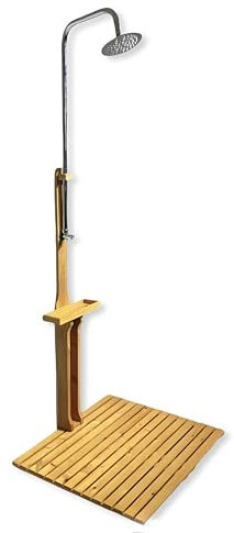 BURI Douche de jardin en bois de pin huilé avec fer galvanisé 75 x 75 x 221 cm Douche extérieure avec plaque de sol