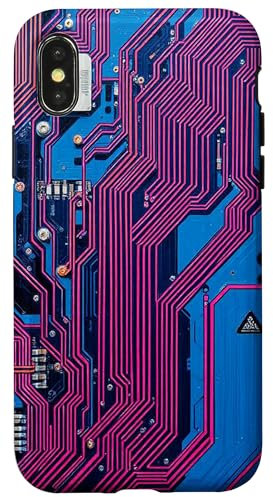 Detailed Motherboard Schematic with Electronic Circuits Case for iPhone X/XS
