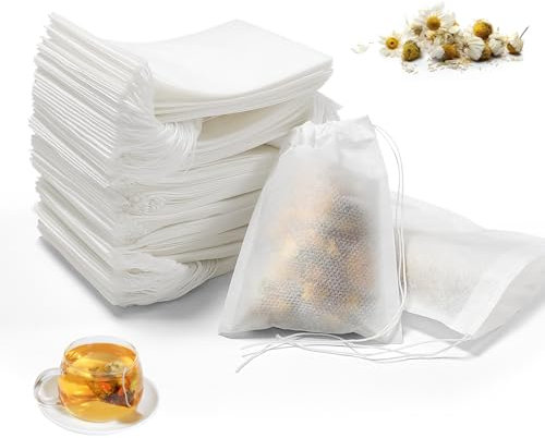 L&W Luck 250 Filtre à Thé Papier Jetable, Sachet The a remplir jetable7cm X 9 cm avec Cordon, pour Thé en Vrac, Café, Thé de Fleurs, DIY, Lavande (Style 1)