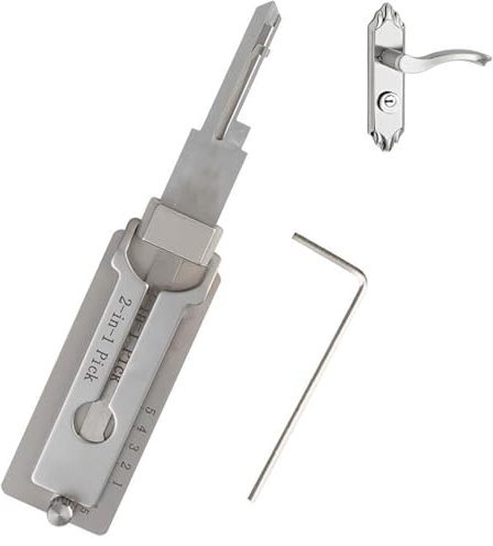 2 in 1 Stainless Steel Master Key Decoder, Locks Picking Tool, Key Decoder Lock Pick, Locks Picking Kit, Lock Pick and De-Coder Tool, Access Doors Easily Various Shapes