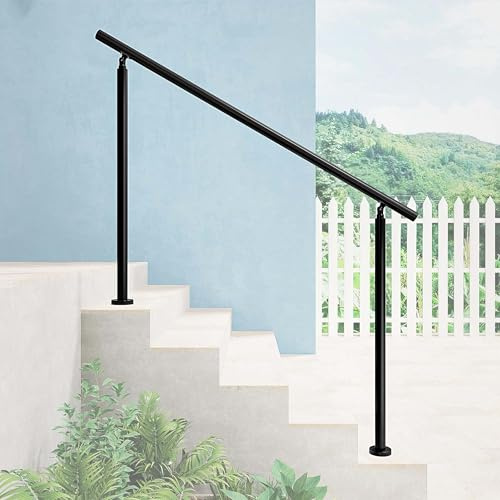 AICA Barandilla escalera, pasamanos de acero inoxidable para jardines, porches, entradas, interior y exterior escalera, Negro, 150x106cm, 0 barras transversales