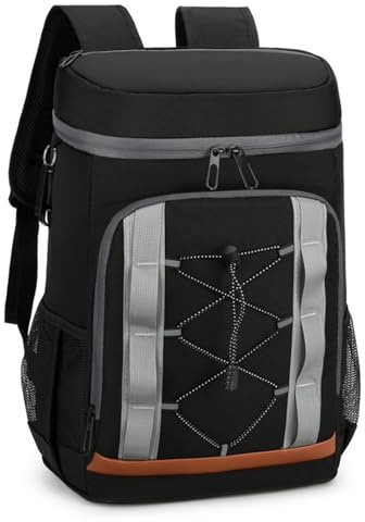 Sac à dos isotherme de grande capacité, sac à déjeuner thermique, sac à dos de pique-nique durable et léger pour l'extérieur, la plage, le pique-nique, le camping (noir)