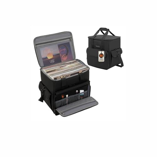 Valveric Bolsa de almacenamiento de vinilo para discos de vinilo, para 60 LP (7/10/12 pulgadas), con separadores, impermeable, para DJs y coleccionistas