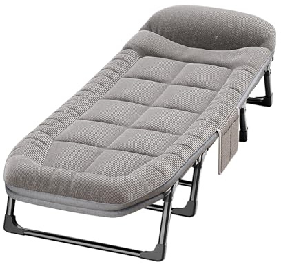 Yagosodee Camp Beds for Adults, Lightweight Tent cot 6-Position Adjustable Folding Camping Cot Sleeping Bed with Cushion for Home Office Camping Picnics Beach, Grey