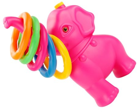 Alasum Jeu de Lancer Anneaux Plastique pour Garçon Fille Éducatif Interactif Extérieur avec Anneaux Colorés Coordination Main-œil Style Éléphant Rose Adapté Garçons et Filles