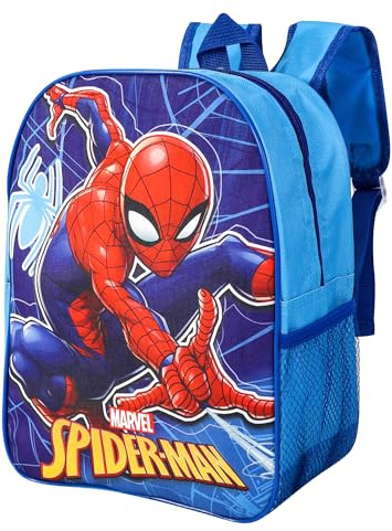 Official Licensed Kids Boys & Girls School Backpack with Side Mesh Pocket (Spiderman)