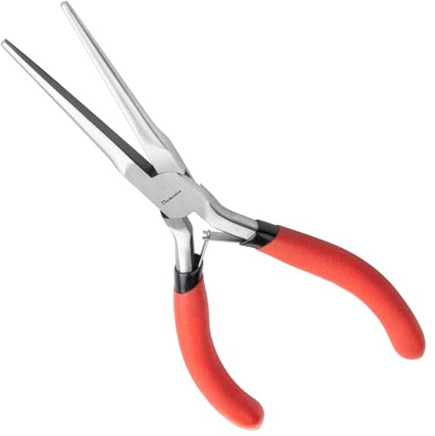 Outeels Needle Nose Pliers 6 Inch - Precision Pliers with Extra Long Tapering and Non-Serrated Jaws for Jewelry Making, Bending Wire and Small Object Gripping - Pack 1