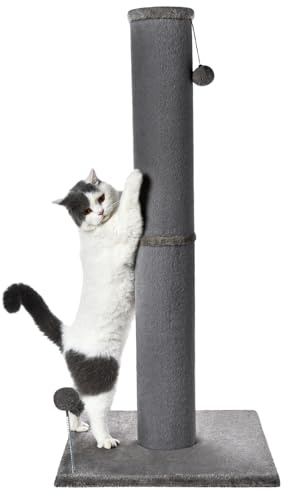 Cat Craft Cat Scratching Post Carpet Scratching Post 41 for Indoor Cats, Tall Cat Scratch Post, Carpet Cat Scratcher with Replaceable Toys, Sturdy Base, Large, Gray