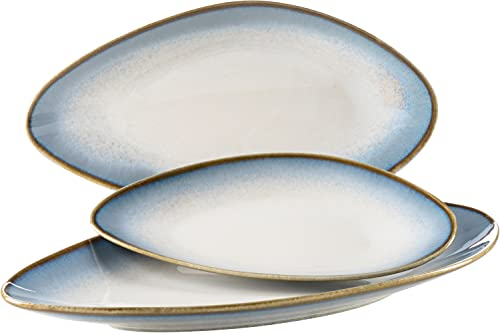 MÄSER 931992 La Sinfonia - Set di 3 piatti da portata in ceramica in 3 misure, look moderno vintage con sfumatura di colore blu a bianco, gres
