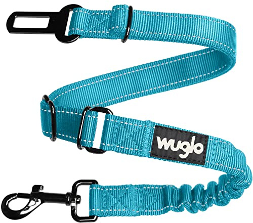 Wuglo Ceinture de Sécurité Chien en Voiture de 30 à 95 cm - Harnais de Voiture Élastique Robuste - Ceintures Durables avec Clip - Ceinture Chien Voiture Universelle (Bleu)