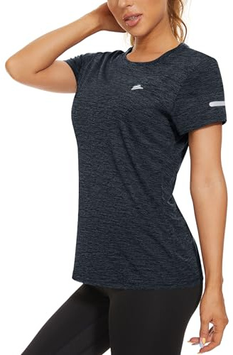 KEFITEVD Top de Deporte al Aire Libre para Mujer Top de Secado Rápido para Correr Camiseta para Correr para Mujer,Negro,L