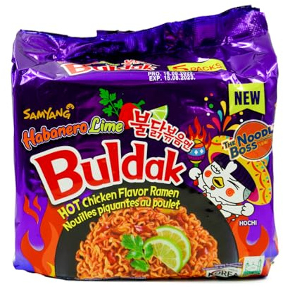 SAMYANG | Nudeln Habanero Chicken Hot 5x140g Ramen | NEU | Fertignudeln Instant Fire Noodles | sehr scharf | Ramyun Halal