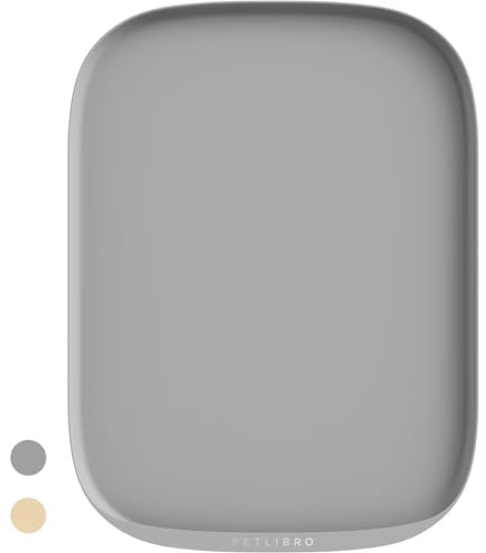 PETLIBRO Tapis de Bol en Silicone Antiadhésif pour Chats et Chiens, Tapis de Gamelle Imperméable pour Chien pour la Nourriture et l'eau, Sol de Protection Contre Les Déversements à Bord Surélevé, M