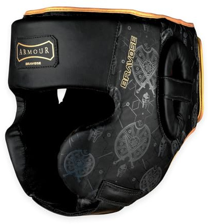 BRAVOSE Armour Boxing Headguard | Professional Velcro Boxing, Training, Sparring & Martial Arts Headgear | Head Guard for Ear, Cheek, Face Protection | Helmet for MMA, Kickboxing, Taekwondo (L/XL)