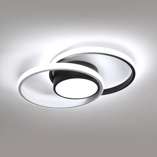 LED Lámpara de Techo Moderna, 42W 4700LM Plafón LED Techo Redondo, Luz de Techo Negro Moderno para Dormitorio Cocina Sala de Estar Pasillo, Blanco Frío 6500K, 40CM