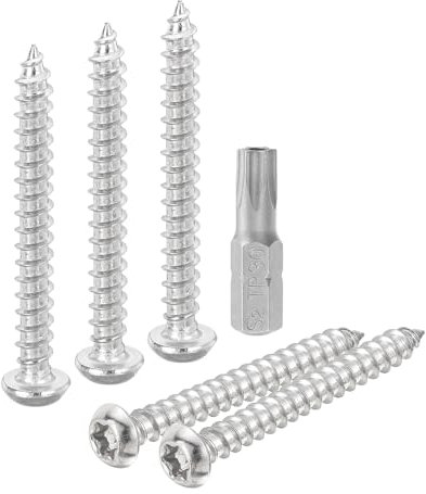 QUARKZMAN M6 x 50mm Viti per Lamiera di Sicurezza a Testa Tonda Torx, 20pz Viti Autofilettanti Antimanomissione Acciaio Inossidabile 304, Viti Legno Antifurto con Punta T30 (Argento)