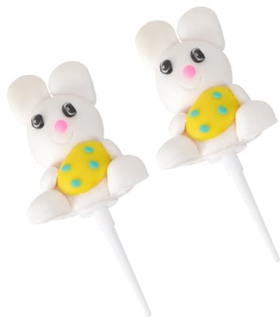 CAXUSD 2pcs Edible Mushroom Bunny Cake Toppers Birthday Party Decorations for Boys and Girls