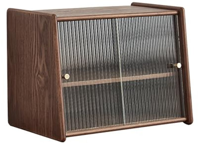 HJLKDYM Book Racks Solid Wood Tea Set Storage Box, Desktop Rack Storage Cabinet, Sliding Door Dustproof Bookcase, Countertop Storage Cabinet For Living Room Study Room(44.5x29.8x34cm)