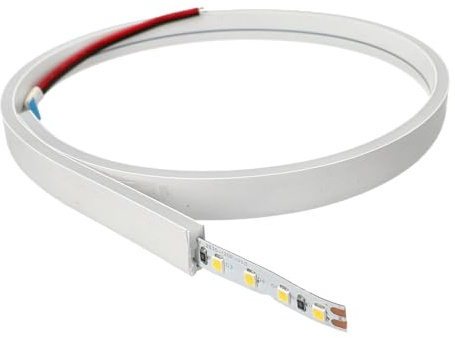 Jandei - Perfil Flexible de Silicona 5 Metros para Tira LED con PCB hasta 8mm Ancho. Emisión Lateral de Luz, Formato Rectangular 4mm x 12mm. Apto para Exteriores, Color Blanco