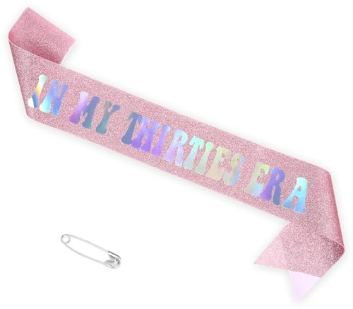 YQQYG Pink 30th Birthday Sash for Women, Blling 30th Sash for Birthday Decorations, Glitter 30 Birthday Girl Celebrate for Women and Girls