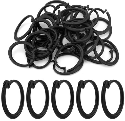 50pz Ganci in Plastica per Tende Gazebo, Ganci Scorrevoli Lisci Pratici Accessori Gazebo per Zanzariere Baldacchini Casa Hotel Esterni(Nero, Rotondo)