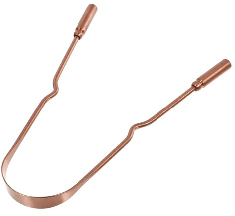 GANAZONO Raschietto per Lingua Leggero e Portatile in Rame Naturale Oro Design a U Ergonomico per Pulizia Orale, per Adulti e Adolescenti