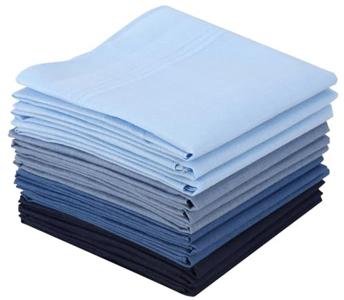 ViEinkaufen 2 Pcs Mens Handkerchiefs Cotton Large Gents Hankies 40x40cm Pocket Squares Handkerchiefs Gifts For Men Weddings Prom Party(Blue)