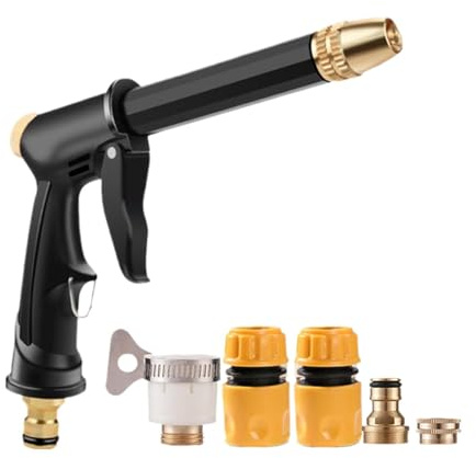 Limpiador de alta presión portátil – Herramienta manual potente de rotación de 360° con 5 adaptadores, limpiador de alta presión para coche, para uso doméstico y profesional, terrazas carreteras y