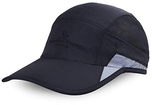iBasingo Hommes Et Femme Doux Bord LéGer Casquette De Baseball Respirant ImperméAble à La Pluie à SéChage Rapide UV-Protection Chapeaux De Soleil pour La Course à Pied en Plein Air (Noir) BVH21