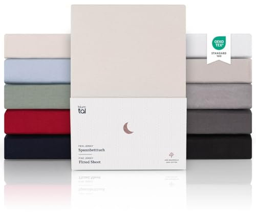Blumtal® Premium Spannbettlaken 180x200cm Jersey Boxspringbetten - Oeko-TEX zertifiziertes Bettlaken 180x200 - Spannbettlaken 180x200cm Baumwolle 100% - Bettlaken 180x200 Baumwolle aus Elfenbein