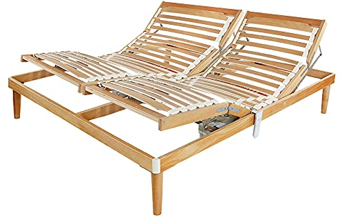 Somnus SANA Rete Ortopedica Legno di Faggio 160x190 Letto Matrimoniale h37 cm Alzata testa piedi Elettrica