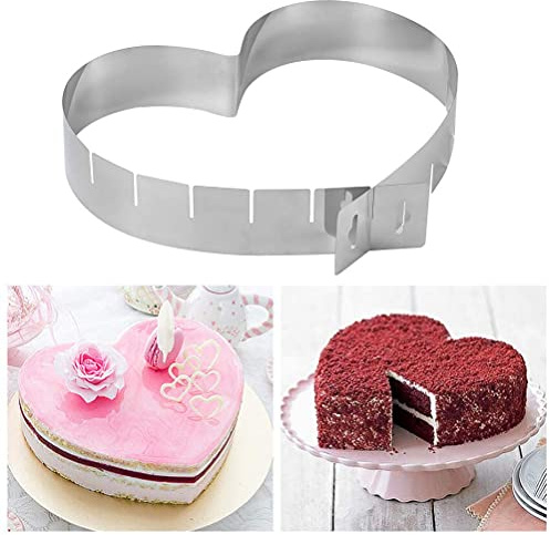 JAOMON Taglierina per Dolci a Forma di Cuore in Acciaio Inossidabile 430, Tortiera a Forma di Cuore per Macchina da Forno Circolare, Cornice da Forno a Forma di Cuore,(27 x 25 cm)