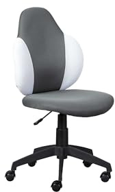 Inter Link - Sedia da ufficio - Sedia da ufficio per bambini - Sedia girevole per bambini - Rivestimento in rete - Grigio scuro e bianco - Jessi