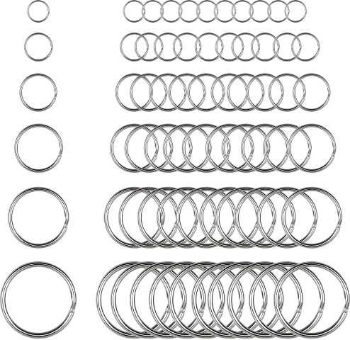 Augshy 60 Stück Schlüsselring DIY Schlüsselanhänger Zubehör Runde Schlüsselringe für Schlüssel und Handwerk(12 mm,15 mm,20 mm,25 mm,28 mm,30 mm)