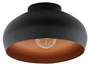 EGLO taklampa Mogano 2 | 1-ljus vardagsrumslampa av metall i svart och koppar, halllampa i tak, takbelysning med E27-uttag