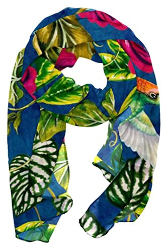 suojapuku Sciarpa da viaggio leggera con scialle avvolgente,colibrì pappagalli fiore della giungla,Sciarpe lunghe in chiffon avvolgenti morbide da donna