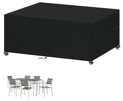 VANSHEIM Funda Muebles Jardín Impermeable Funda para Muebles de Jardin Exterior Funda para Mesa Jardin Exterior 420D Oxford Tela Protector Muebles Jardin Cubierta Mesa y Sillas Jardin 140x70x70cm