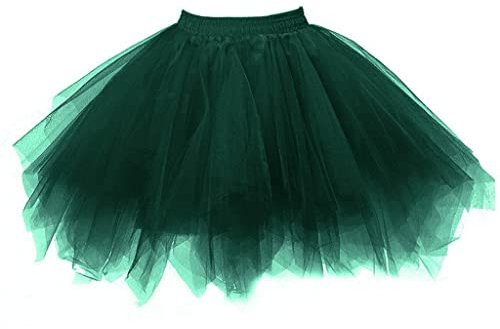 Damen tüllrock dunkelgrün Karneval Klassisch Vintage Multi-Schichten Damen Karneval Kostüm Tüllrock 50er Tütü Rock Kurz Ballett Unterrock Crinoline Petticoat Tutu dunkelgrün