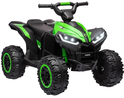 HOMCOM 12V Electric Quad Bike for Kids Ride On Car ATV Toy, with Forward Reverse Functions, LED Lights, Music, for Ages 3-5 Years - Green