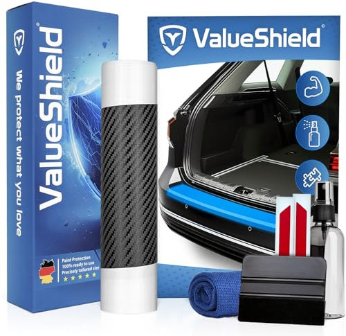 ValueShield Ladekantenschutz passend für VW ID3 / ID 3 2019-2026 (5-Türer, Kompakt): Hochleistungsfolie, Lackschutzfolie & Kratzschutz für Kofferraum, Stoßstange, Schweller | Carbon+Rot