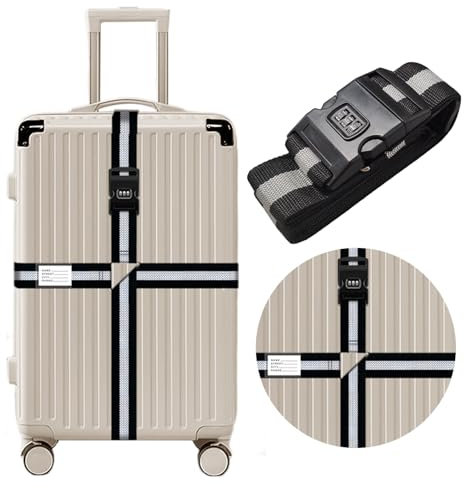 Koffergurt Mit Zahlenschloss, Biluer KoffergurtKofferband Auffälliger Kofferbänder Gurt